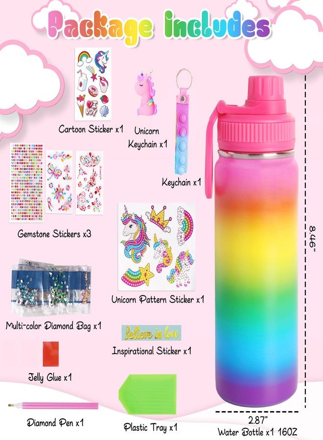 Wninbu Decorate Your Own Water Bottle Kits for Girls,Stainless Steel Unicorn Water Bottle Girls,Arts and Crafts Ages 4-6-8-10,Gem Art Unicorn Toys Gifts Birthday Christmas Stocking Stuffers (Unicorn) - Image 4